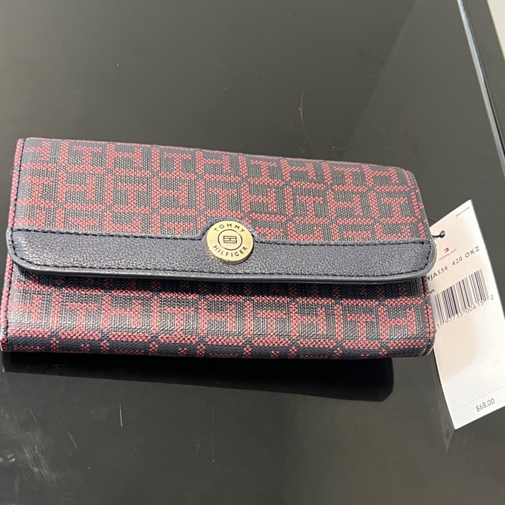 Tommy Hilfiger Black and Red Logo Wallet